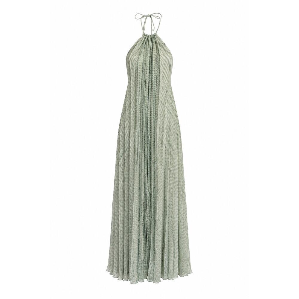 O'Neill Lenore Sage Green Halter Maxi Dress Size Small NWT Flowy Pleated